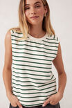 Sporty Terry Top, PINE GREEN STRIPE - alternate image 5