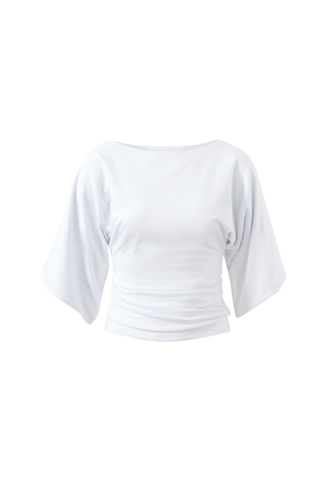Molly Relaxed Sleeve Top, WHITE