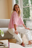 Lucy Relaxed Sleeve Tee, WHITE/HERITAGE RED STRIPE - example image 5