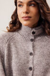 Riley Funnel Neck Tab Cardi, TAUPE MARLE - example image 4