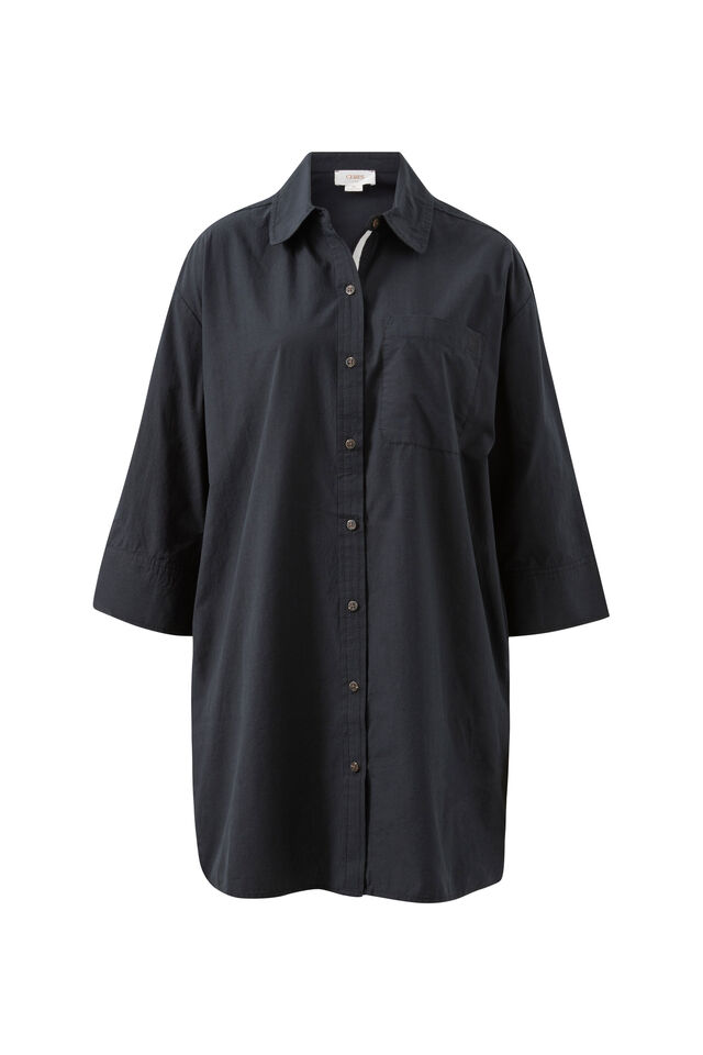 Anna Shirt Dress, BLACK