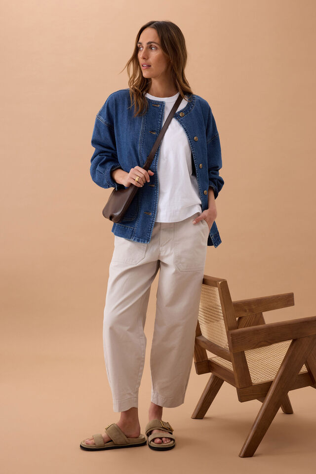 Mia Collarless Shacket, CASPIAN BLUE