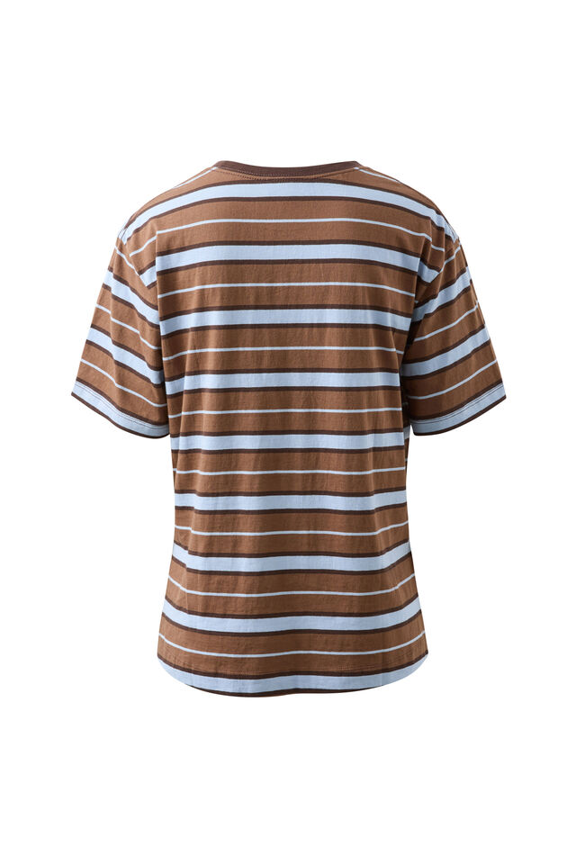 Stevie Slouchy Tee, CHALK/CHOC RETRO STRIPE