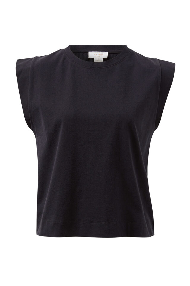 Extended Shoulder Tee, BLACK