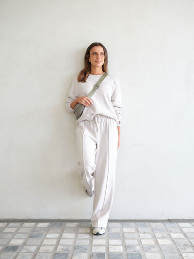 Gracie Relaxed Pin Tuck Trackpant, ALMOND
