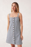 Strappy Button Mini Shift Dress, LAGOON BLUE STRIPE - alternate image 4