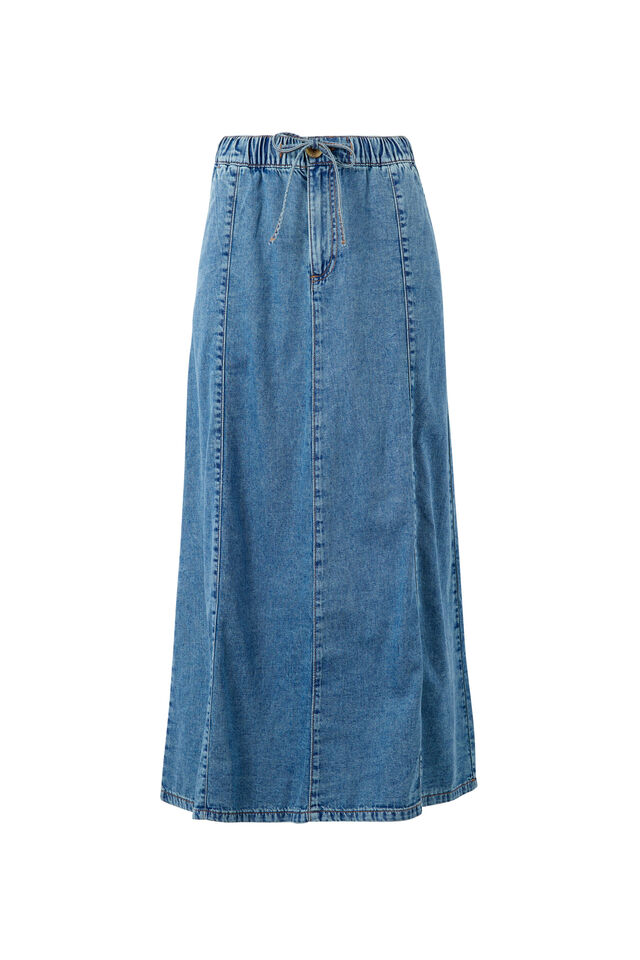 Panelled Maxi Skirt, WORN BLUE DENIM