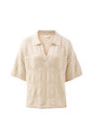 Demi Diamond Knit Collared Tee, ECRU - alternate image 2