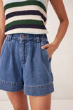 Billie Pleat Front Short, WASHED INDIGO - alternate image 4