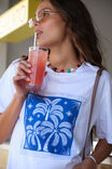 Stevie Slouchy Tee, WHITE/PALM SCARF PRINT - alternate image 4