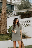 Short Sleeve Boxy Knit Dress, MOSS GREEN - alternate image 4