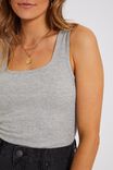 Super Soft Square Neck Layering Tank, GREY MARLE - alternate image 4