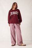 The Lounge Pant, BURGUNDY WHITE NARROW STRIPE - alternate image 5