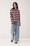 Scout Slouchy Long Sleeve  Tee, BURGUNDY/VANILLA STRIPE - alternate image 5
