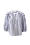 Woven Collarless Top, COLLEGE BLUE LADDER STRIPE - alternate image 2