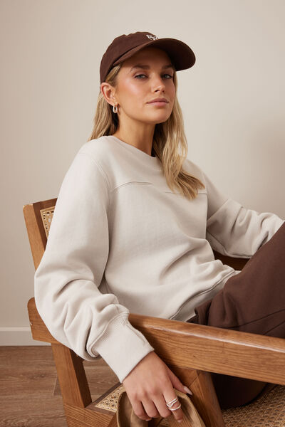 Alba Seamed Fleece Top, ALMOND