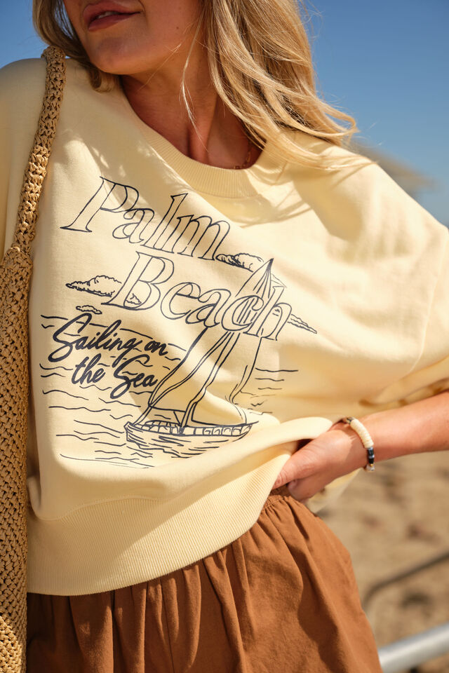 Charlie Cropped Slouchy Crew, SUNNY YELLOW PALM BEACH