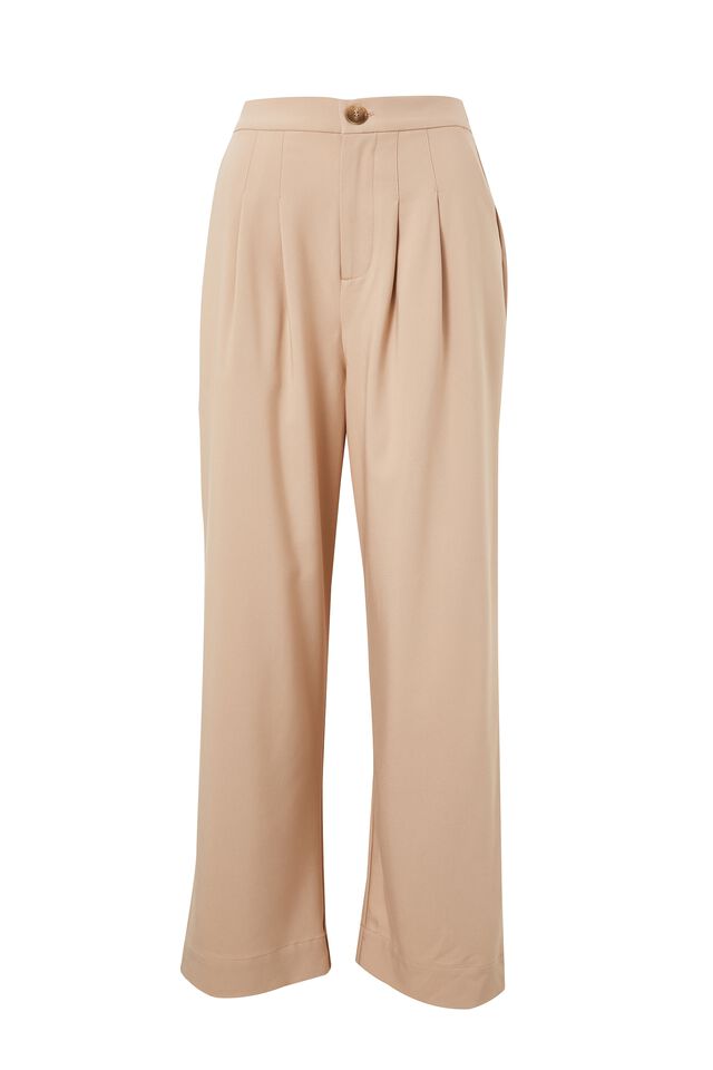 Wide Leg Pleat Pant In Recycled Blend, CAMELETTE