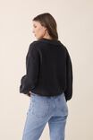 Soft Cropped Collared Cardigan In Recycled Blend, CHARCOAL MARLE - alternate image 3