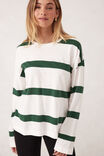 Slouchy Long Sleeve  Tee, VANILLA PINE GREEN BOLD STRIPE - alternate image 5