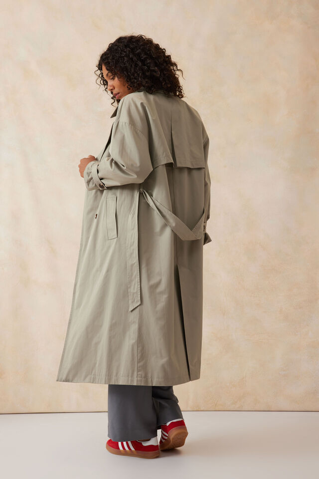 Oversized Trench Coat, ASH GREEN