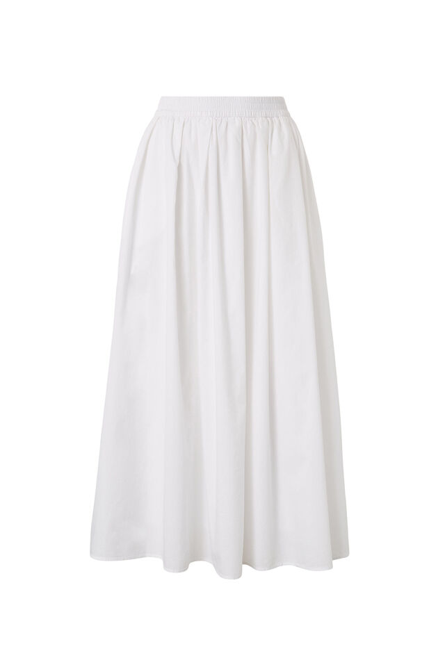 Poplin Maxi Skirt, WHITE