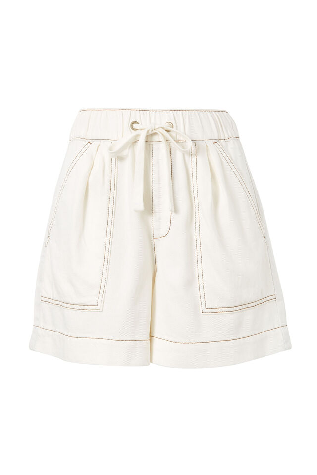 Relaxed Everyday Short, FRESH ECRU TWILL