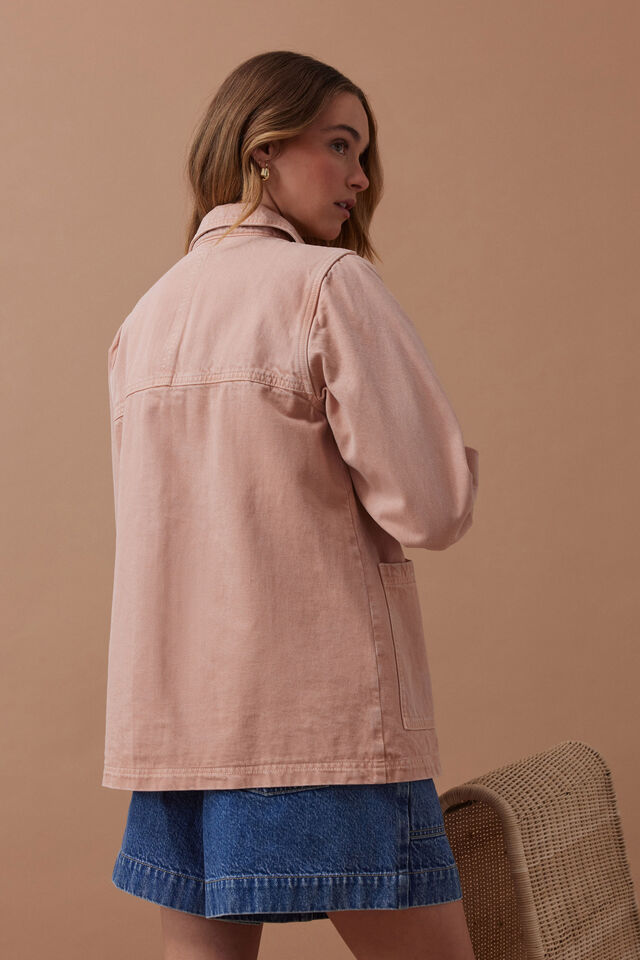 Ava Chore Shacket, WASHED PINK
