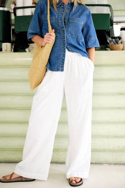 The Lounge Pant, WHITE BRODERIE
