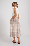 Midi Skirt In Cotton Linen Blend, CAMELETTE WHITE GINGHAM - alternate image 4