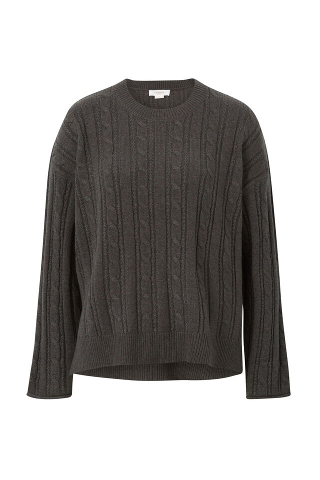 Soft Cable Knit, PEPPERCORN MARLE