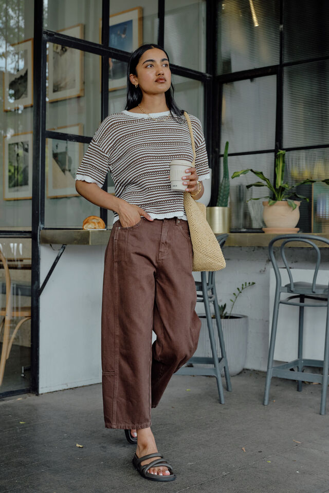 Demi Barrel Jean, CHOCOLATE