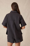 Short Sleeve Boxy Shirt, WASHED BLACK TWILL - alternate image 3