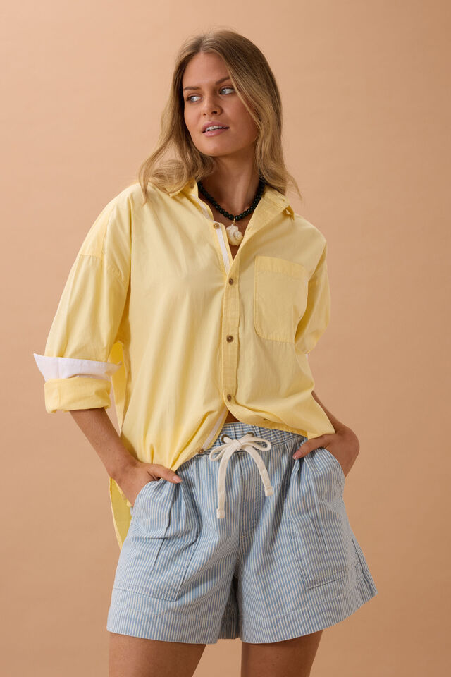 Darcy Relaxed Everyday Short, INDIGO WHITE STRIPE