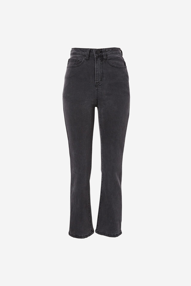 Cropped Kick Flare Jean In Organic Cotton, WASHED BLACK