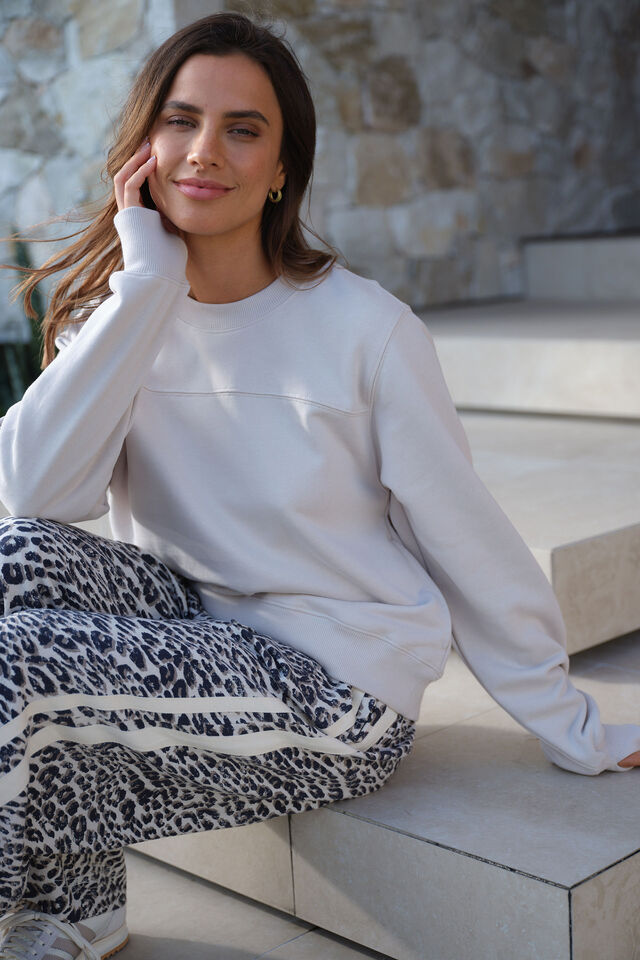 Relaxed Drawstring Pant, LEOPARD LINEN BLEND