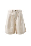 Sylvie Longline Pleat Denim Short, NATURAL ECRU - alternate image 2