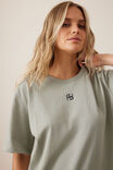 Lola Longline Step Hem Tee, SOFT SAGE/ PHANTOM CERES MONOGRAM EMBROIDERY - alternate image 4