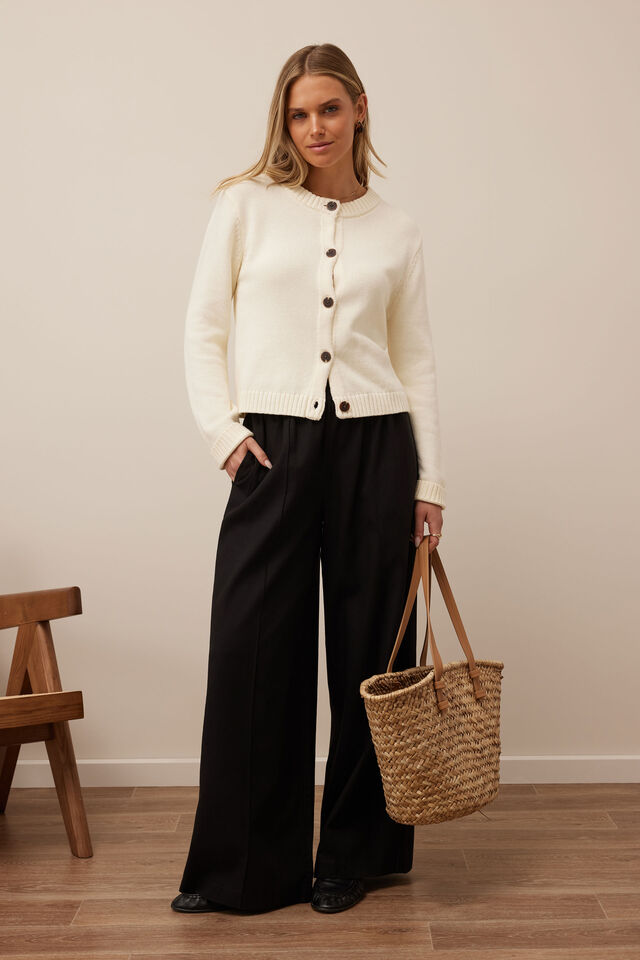 Nelly Long Sleeve Knit Cardi, EGGSHELL