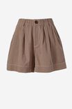 A-Line Short In Cotton Linen Blend, TAUPE - alternate image 2