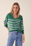 Soft Knit Classic V In Recycled Blend, LAWN GREEN OATMEAL STRIPE - alternate image 1