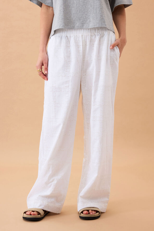 The Lounge Pant, WHITE BRODERIE