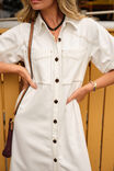 Ava Short Sleeve Midi Dress, FRESH ECRU TWILL - alternate image 6
