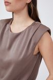 Satin Shoulder Pad Tank With Recycled Fibres, TAUPE - alternate image 4