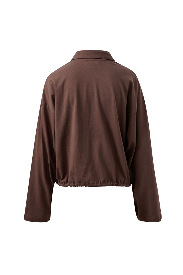 Elke Collared Tie Top, BRUNETTE