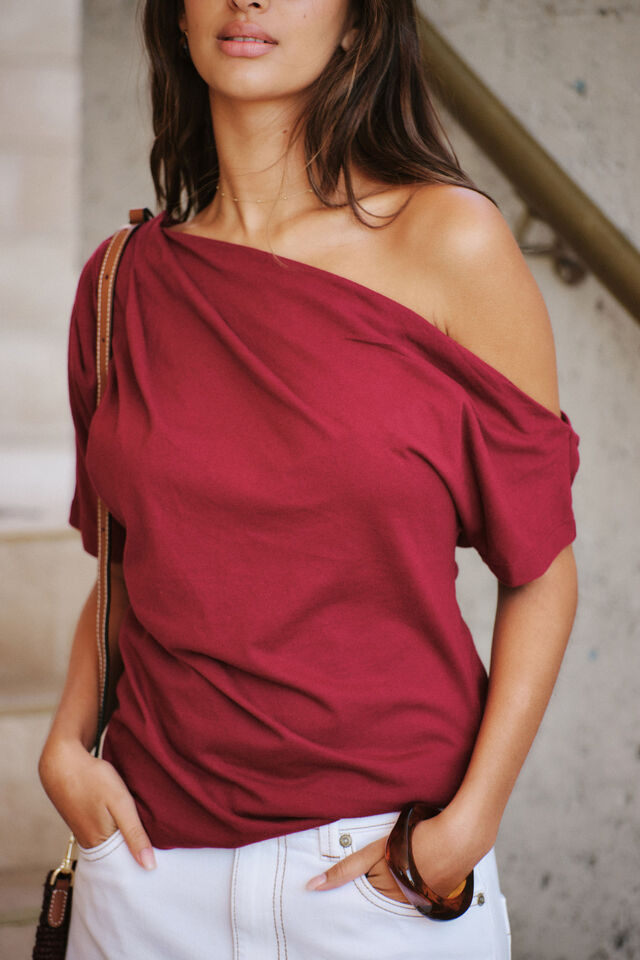Gabi Ss Top, BURGUNDY