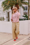 Beau Long Sleeve Slouchy Tee, BUFF/RED STRIPE - example image 4