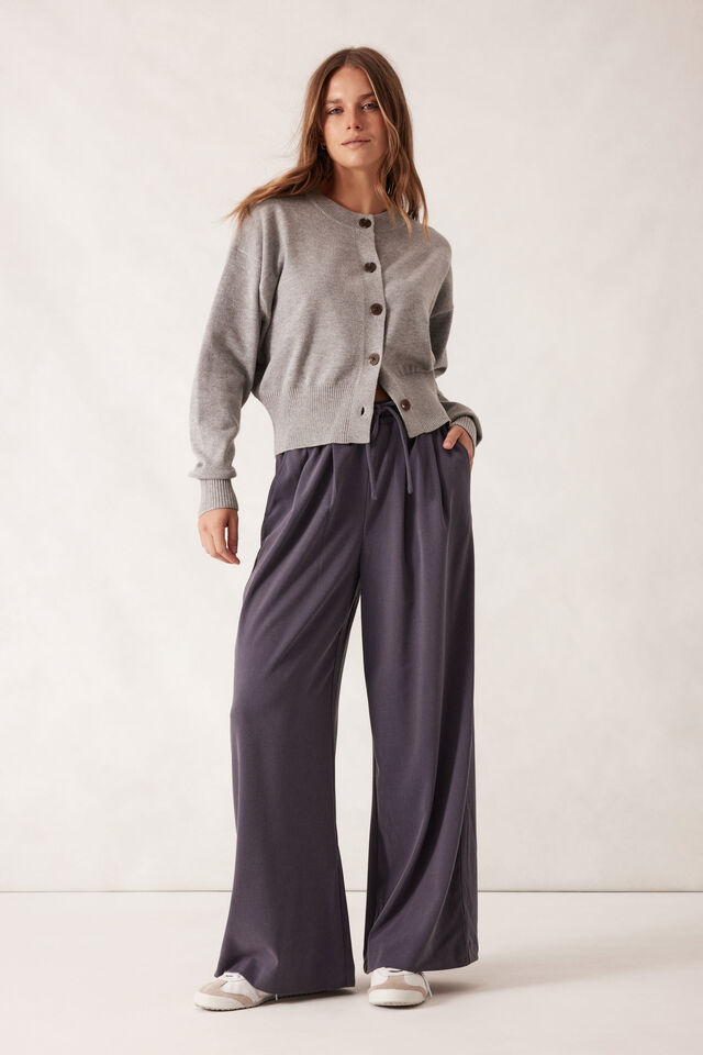 Soft Crew Cardi, GREY MARLE