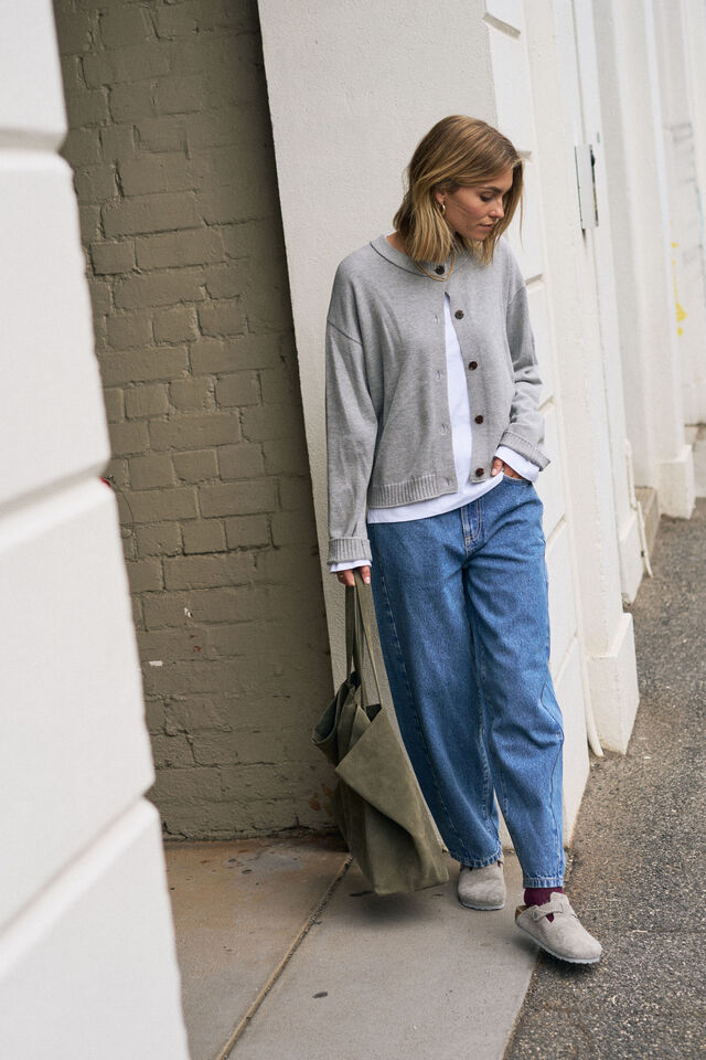 Pippa Long Sleeve Knit Cardi, GREY MARLE