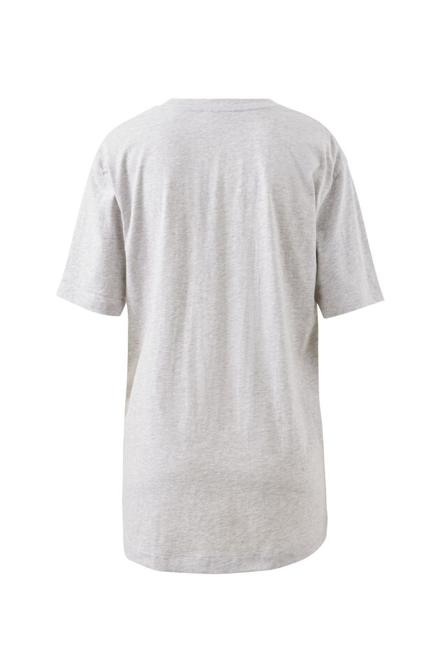 Lola Longline Step Hem Tee, CLOUD MARLE/CL LOGO EMBROIDERY